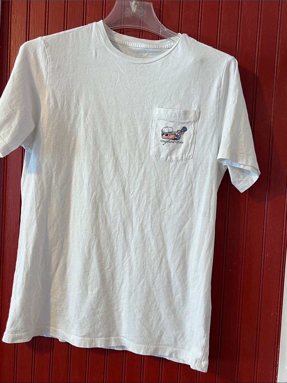 Vineyard Vines White Pocket Tee with Multicolor Lacrosse Logo xl
